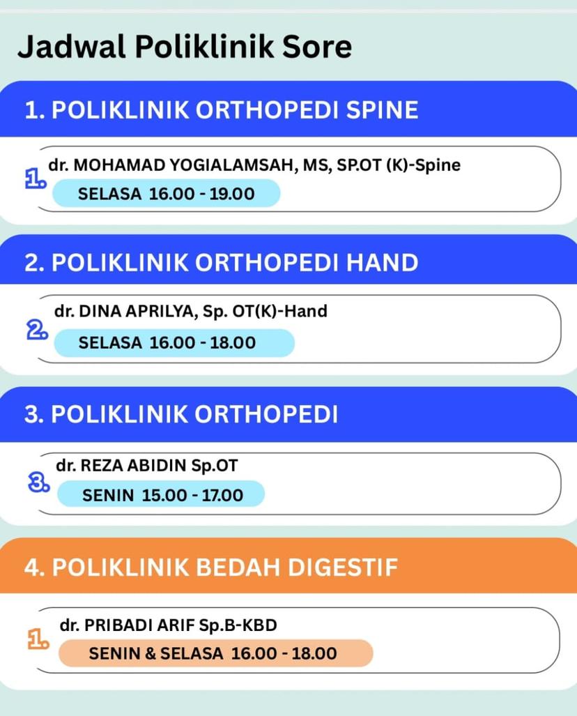 Jadwal Poliklinik Sore 10