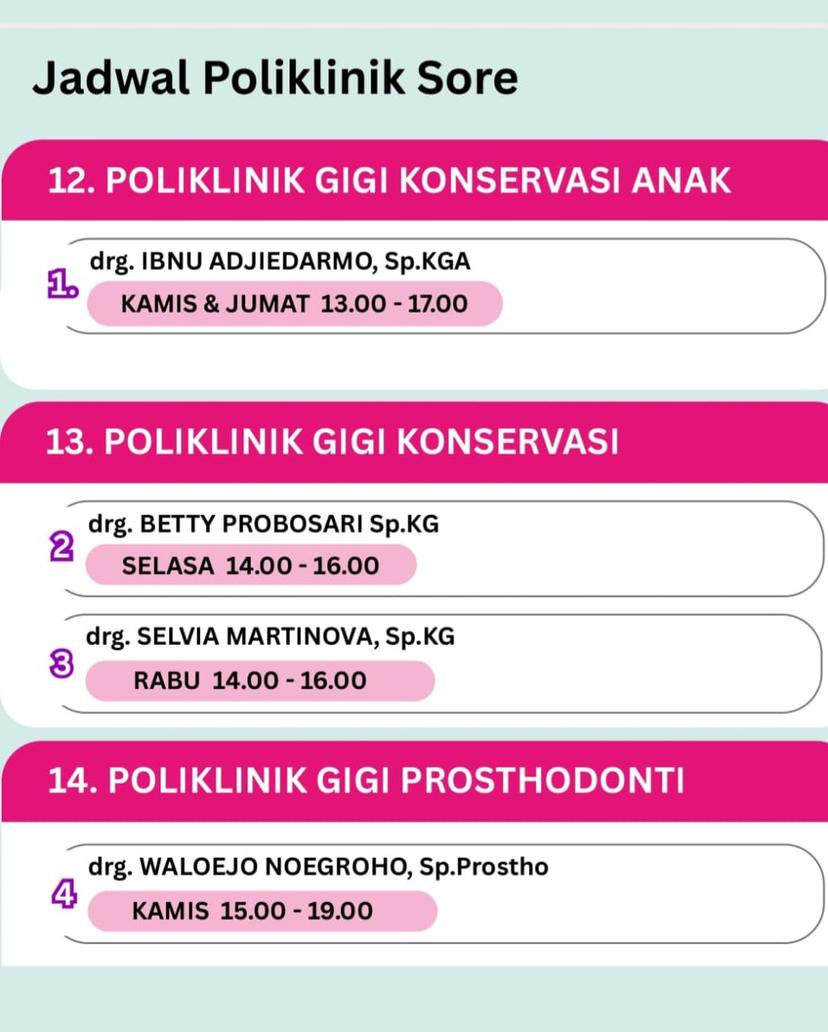 Jadwal Poliklinik Sore 13